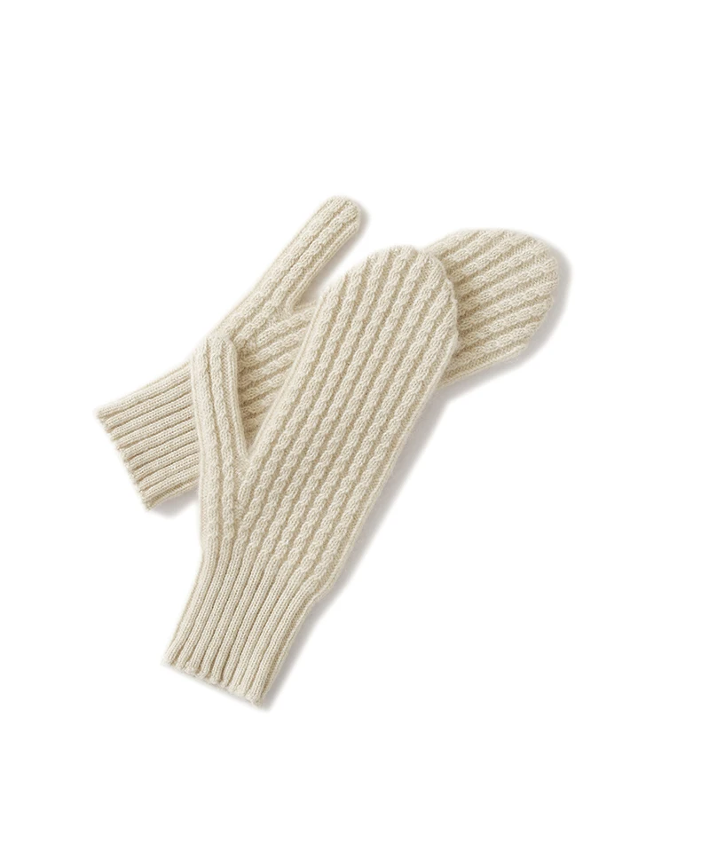 DjzDsm Women's 100% Cashmere Knitted Gloves Thickened, Warm, Extended, Fashionable Wrist Protection Gloves in One Size
