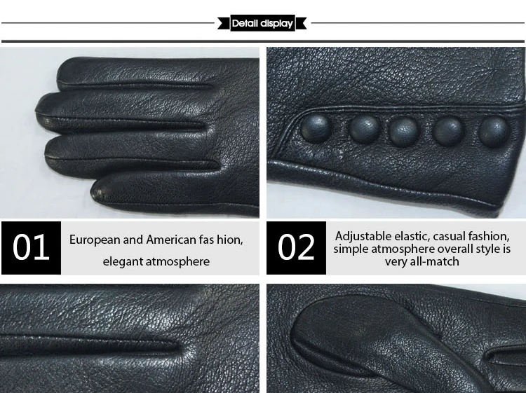 CHINGYUN New Women Genuine Glove Soft Thicken Bow Leather Gloves Winter Autumn Ladies Fashion Brand Black Warm Leather FV02