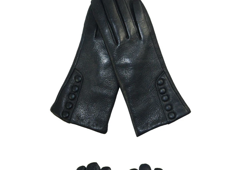 CHINGYUN New Women Genuine Glove Soft Thicken Bow Leather Gloves Winter Autumn Ladies Fashion Brand Black Warm Leather FV02
