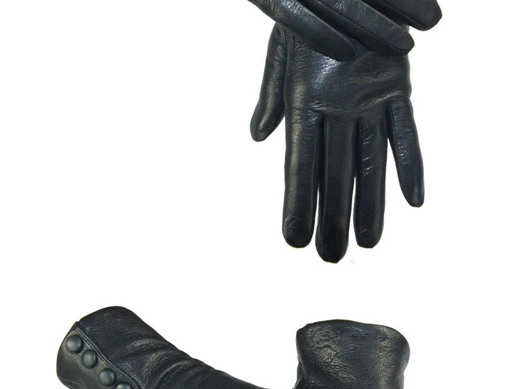 CHINGYUN New Women Genuine Glove Soft Thicken Bow Leather Gloves Winter Autumn Ladies Fashion Brand Black Warm Leather FV02