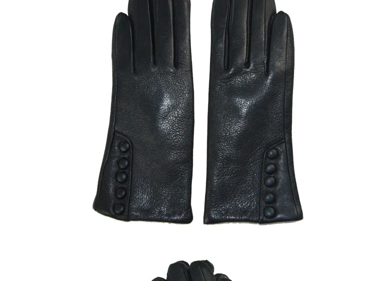 CHINGYUN New Women Genuine Glove Soft Thicken Bow Leather Gloves Winter Autumn Ladies Fashion Brand Black Warm Leather FV02