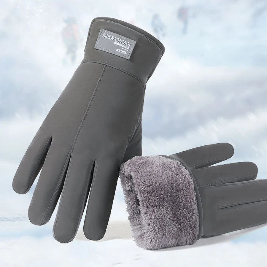 Men Warm Gloves Winter Windproof Finger Gloves Non-slip Sports Cycling Gloves Outdoor Touch Screen Full Finger Gloves