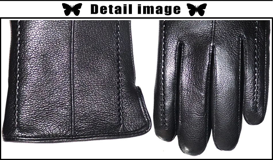 Deerskin Goatskin Gloves Men's and Women's Thick Wool Real Fur Touch Screen Natural Leather Winter Windproof Warm Fur Gloves