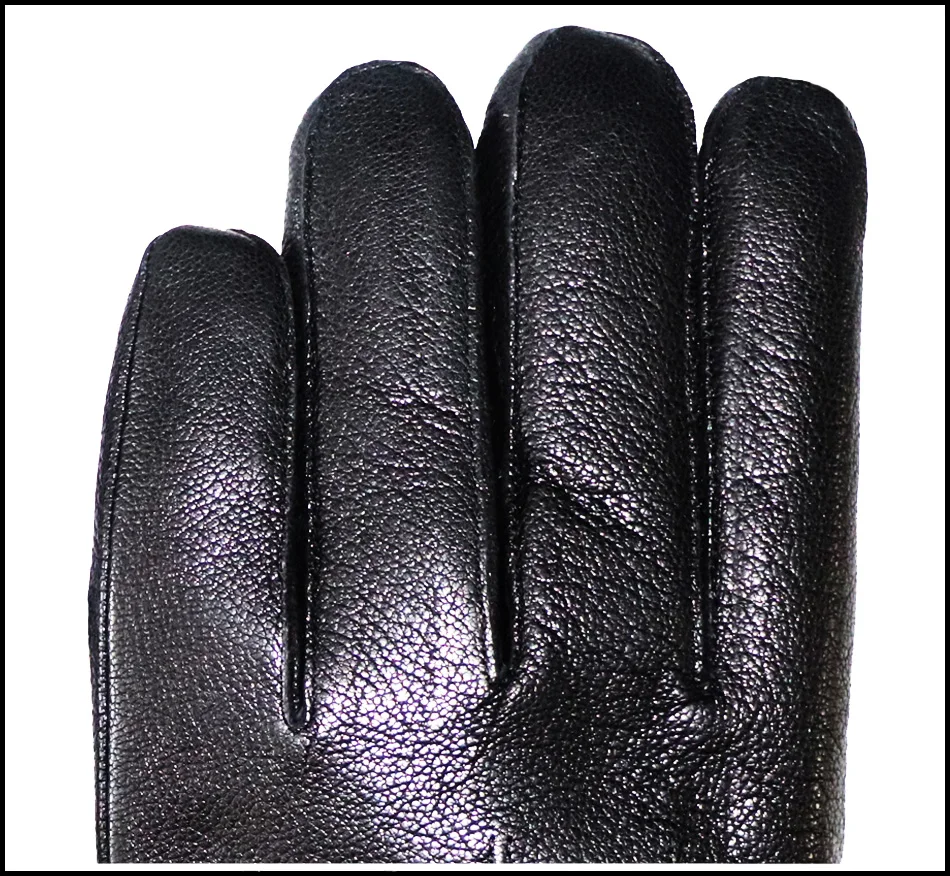Deerskin Goatskin Gloves Men's and Women's Thick Wool Real Fur Touch Screen Natural Leather Winter Windproof Warm Fur Gloves