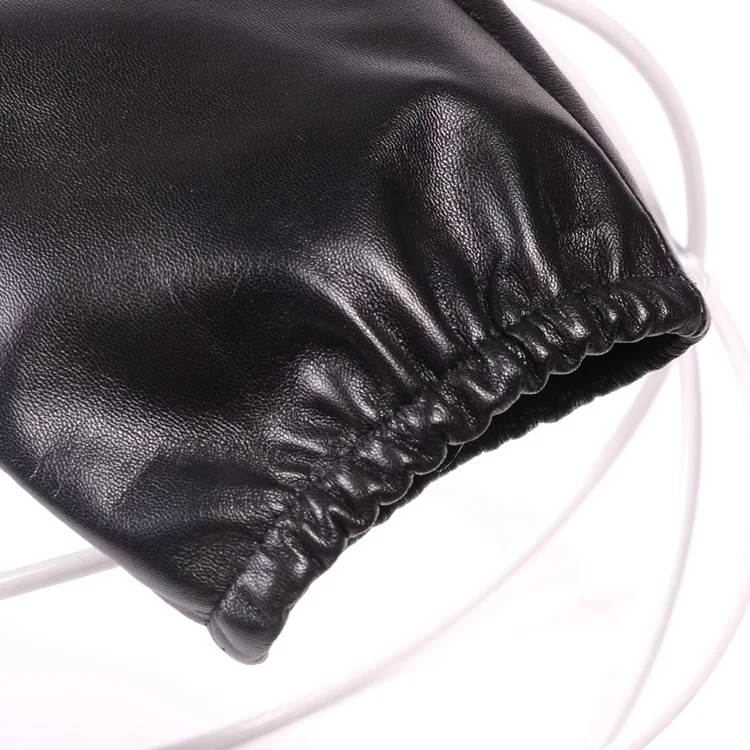 Men's Real Leather Goat Skin Classical Fashion Shrink Wrist Tactical Short Gloves Touch Screen Casual Short Gloves