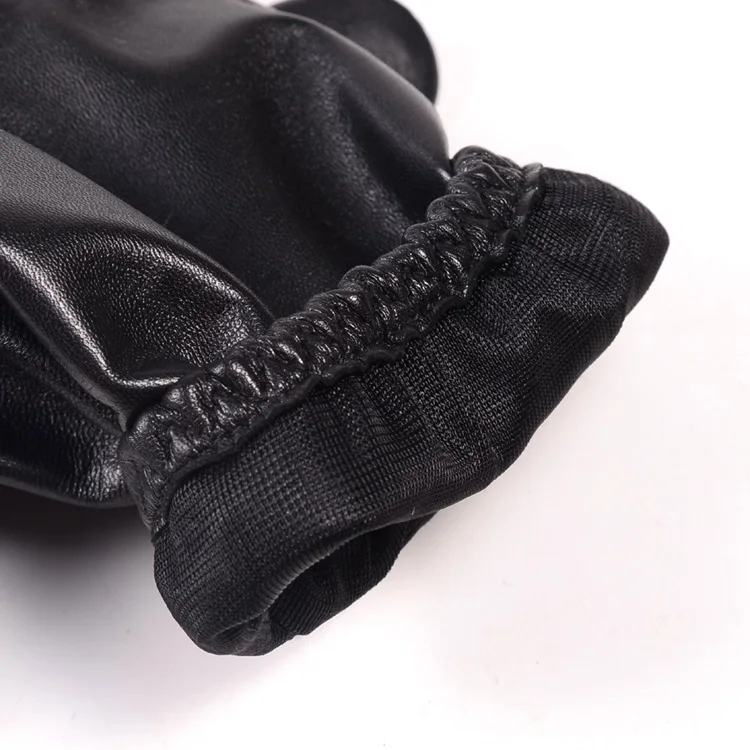 Men's Real Leather Goat Skin Classical Fashion Shrink Wrist Tactical Short Gloves Touch Screen Casual Short Gloves