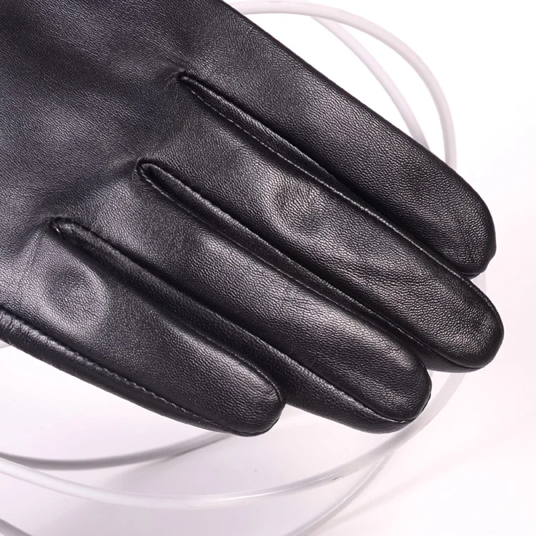 Men's Real Leather Goat Skin Classical Fashion Shrink Wrist Tactical Short Gloves Touch Screen Casual Short Gloves