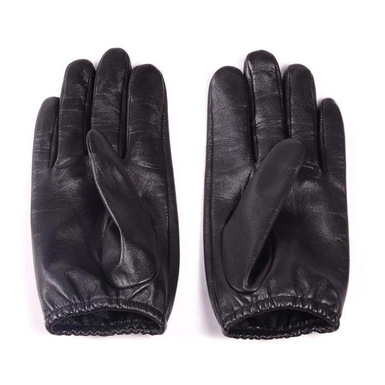Men's Real Leather Goat Skin Classical Fashion Shrink Wrist Tactical Short Gloves Touch Screen Casual Short Gloves