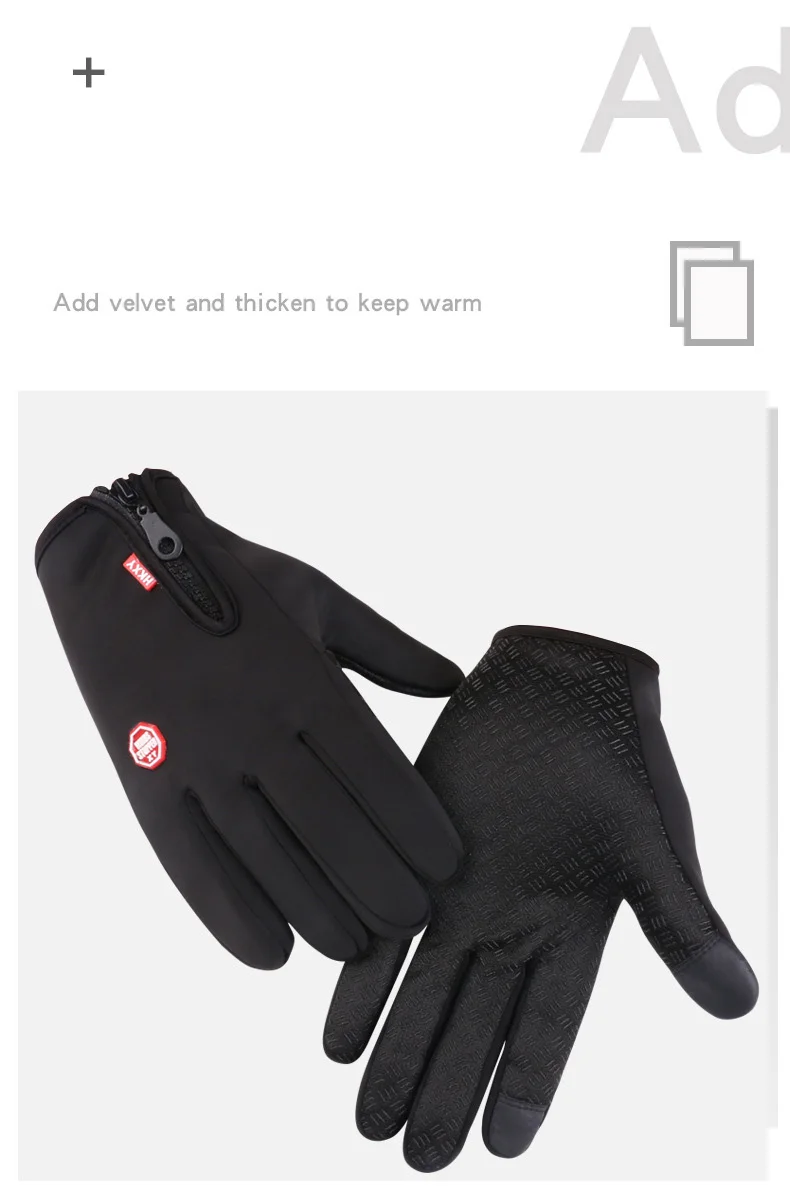 Winter Cycling Gloves for Men Women Motorcycle Fleece Touch Screen Water-repellent Skiing Cycling Windproof Warm Non-Slip Gloves