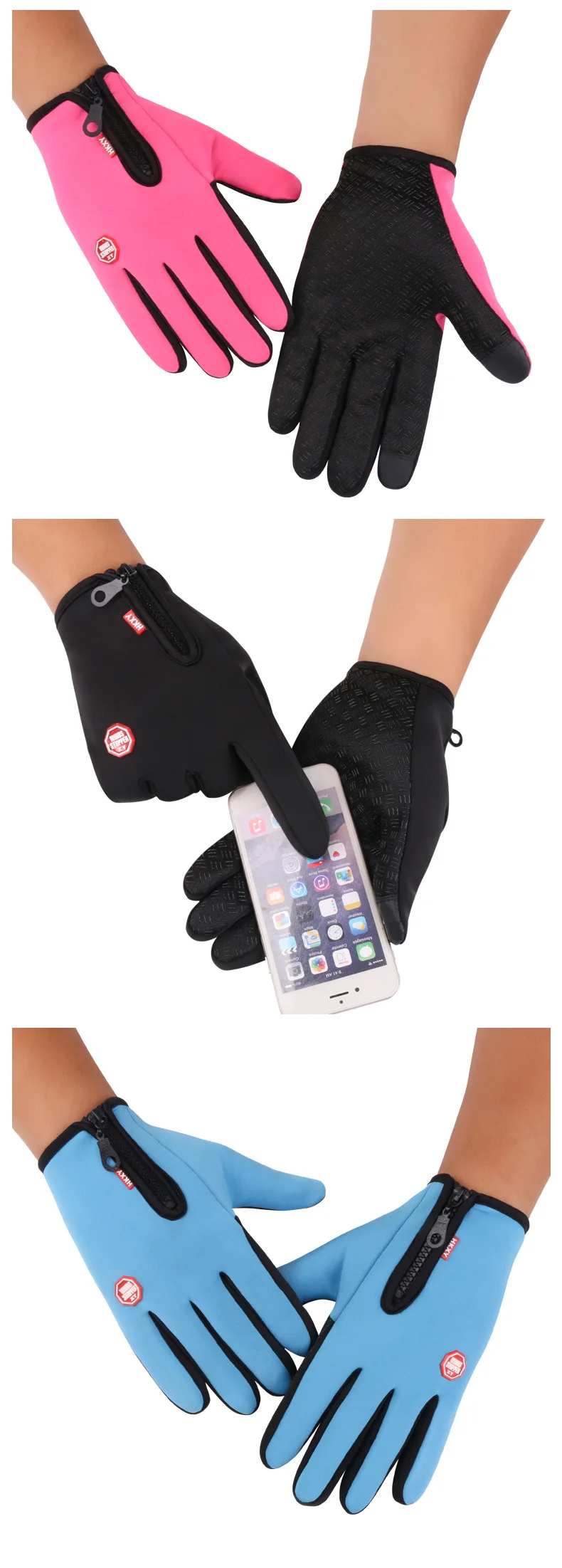 Winter Cycling Gloves for Men Women Motorcycle Fleece Touch Screen Water-repellent Skiing Cycling Windproof Warm Non-Slip Gloves
