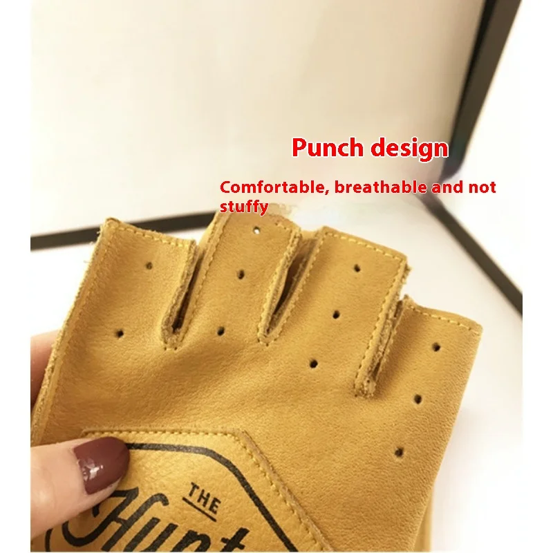 Driving Mens/Women Racing Bike Knight Leather Motorcycle Spring Summer Half-finger Retro Gloves Motorbike Cowhide Vintage Gloves