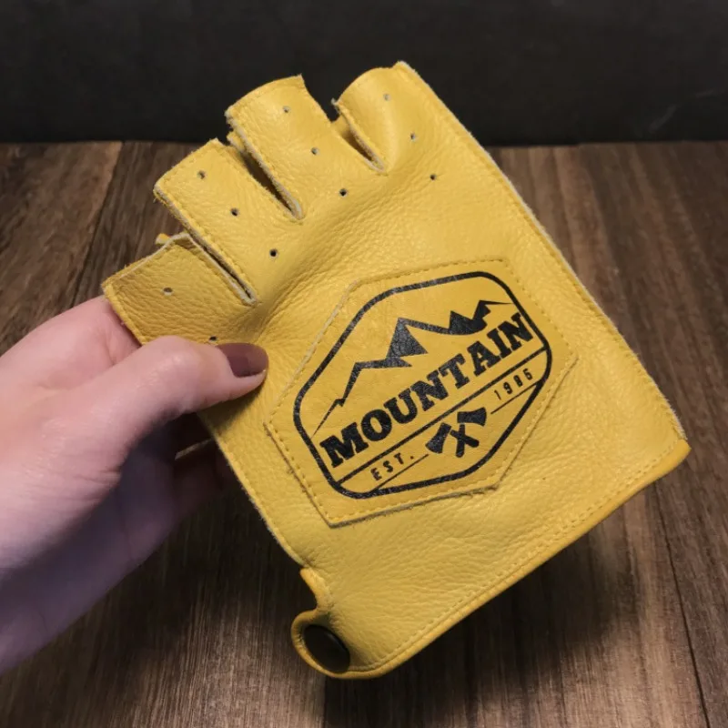 Driving Mens/Women Racing Bike Knight Leather Motorcycle Spring Summer Half-finger Retro Gloves Motorbike Cowhide Vintage Gloves