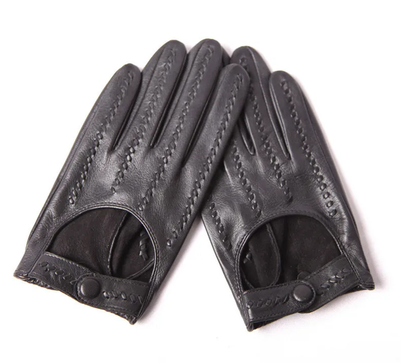 Genuine Leather Gloves Male Unlined Imported Sheepskin Men Driving Locomotive Mittens Spring Autumn Breathable M063N