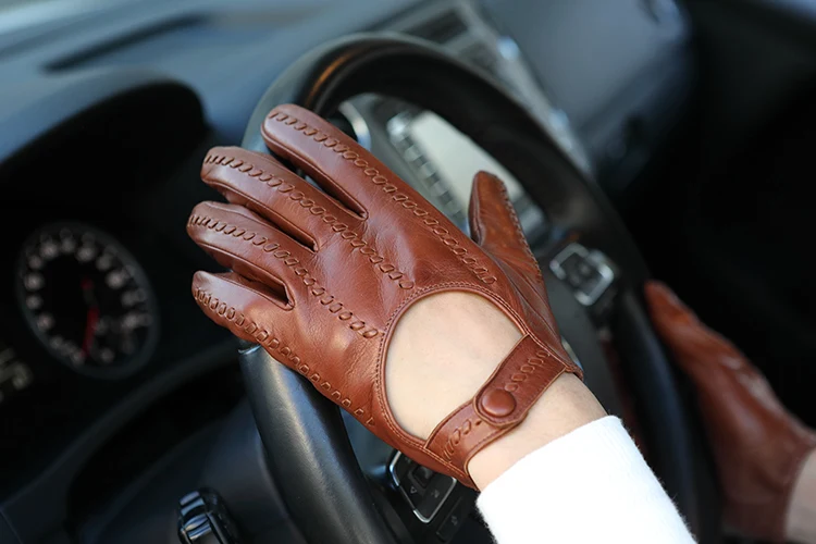 Genuine Leather Gloves Male Unlined Imported Sheepskin Men Driving Locomotive Mittens Spring Autumn Breathable M063N
