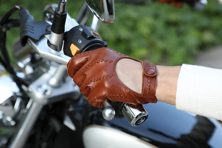 Genuine Leather Gloves Male Unlined Imported Sheepskin Men Driving Locomotive Mittens Spring Autumn Breathable M063N