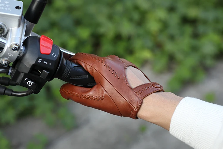 Genuine Leather Gloves Male Unlined Imported Sheepskin Men Driving Locomotive Mittens Spring Autumn Breathable M063N