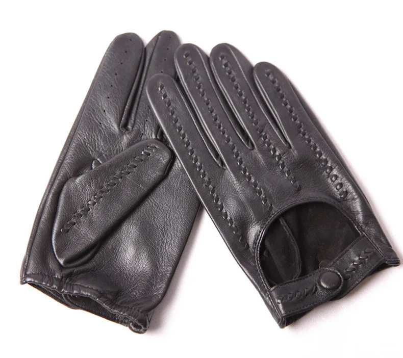 Genuine Leather Gloves Male Unlined Imported Sheepskin Men Driving Locomotive Mittens Spring Autumn Breathable M063N