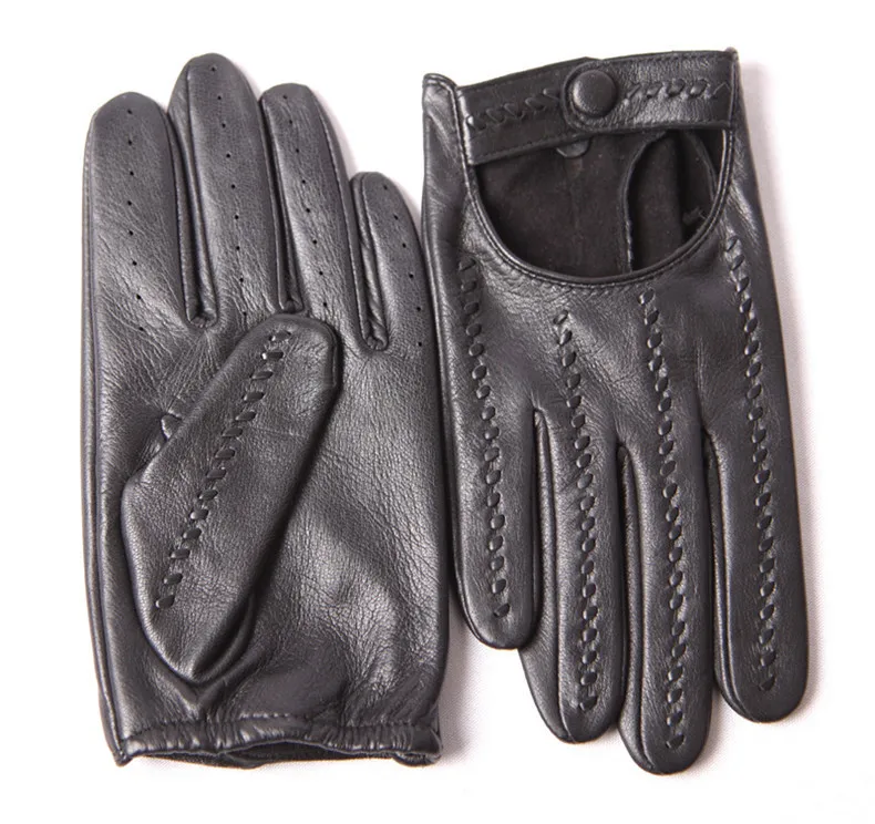 Genuine Leather Gloves Male Unlined Imported Sheepskin Men Driving Locomotive Mittens Spring Autumn Breathable M063N