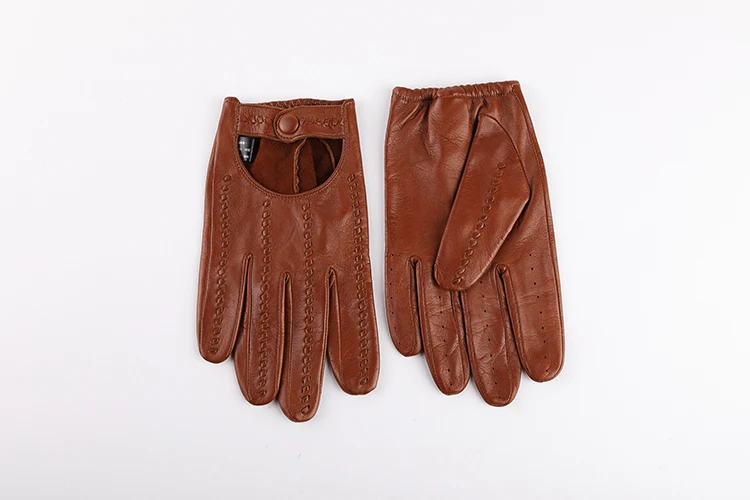 Genuine Leather Gloves Male Unlined Imported Sheepskin Men Driving Locomotive Mittens Spring Autumn Breathable M063N