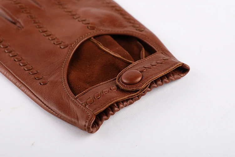 Genuine Leather Gloves Male Unlined Imported Sheepskin Men Driving Locomotive Mittens Spring Autumn Breathable M063N