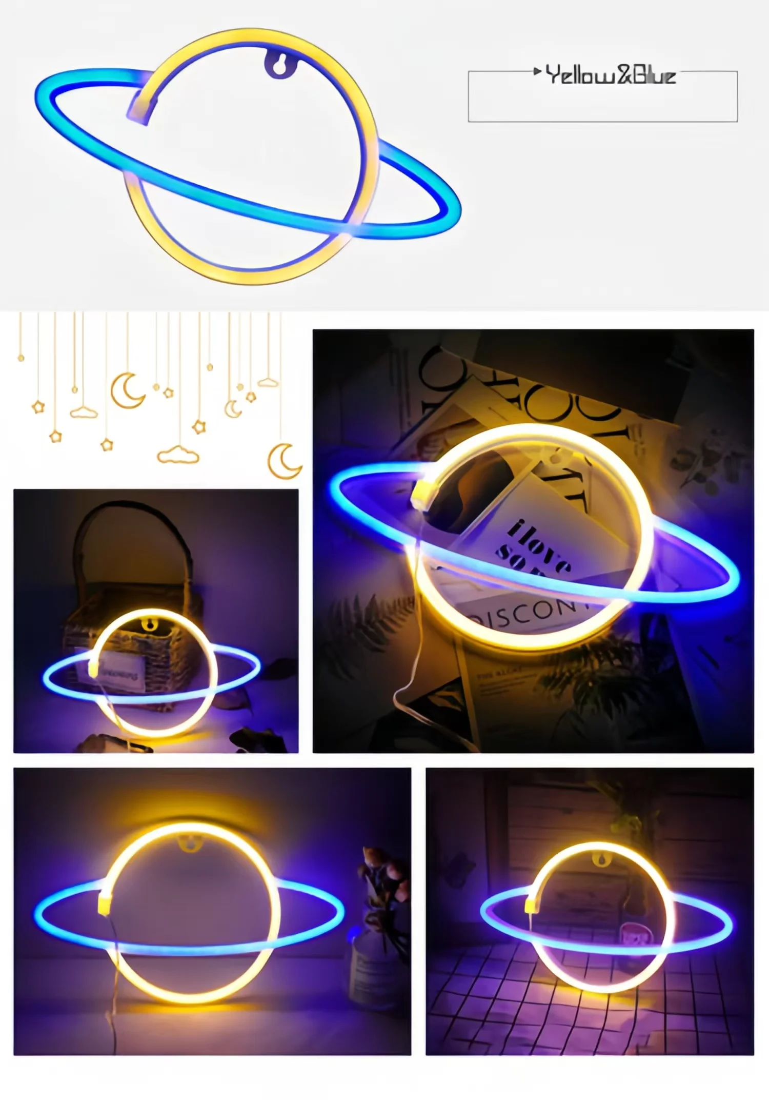 1 Piece of Indoor Room Cozy Planet Decoration Night Light, Pink and Blue Wall Decoration, Game Room Theme Party Decorations, Boys' Gift, USB or Battery Powered (Battery Not Included)