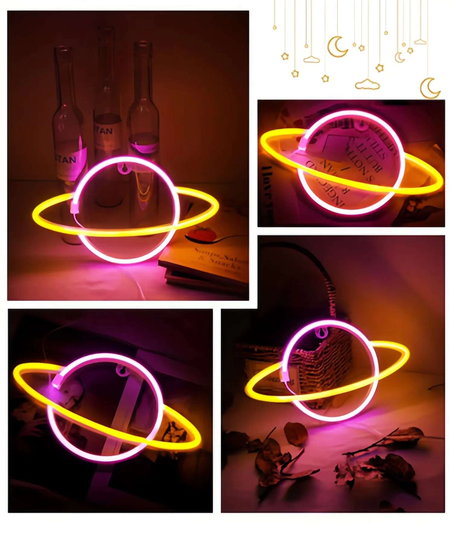 1 Piece of Indoor Room Cozy Planet Decoration Night Light, Pink and Blue Wall Decoration, Game Room Theme Party Decorations, Boys' Gift, USB or Battery Powered (Battery Not Included)