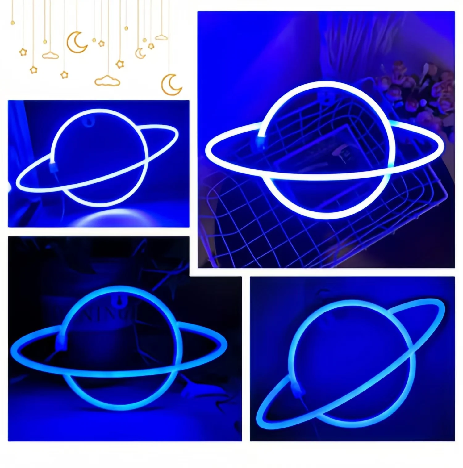 1 Piece of Indoor Room Cozy Planet Decoration Night Light, Pink and Blue Wall Decoration, Game Room Theme Party Decorations, Boys' Gift, USB or Battery Powered (Battery Not Included)
