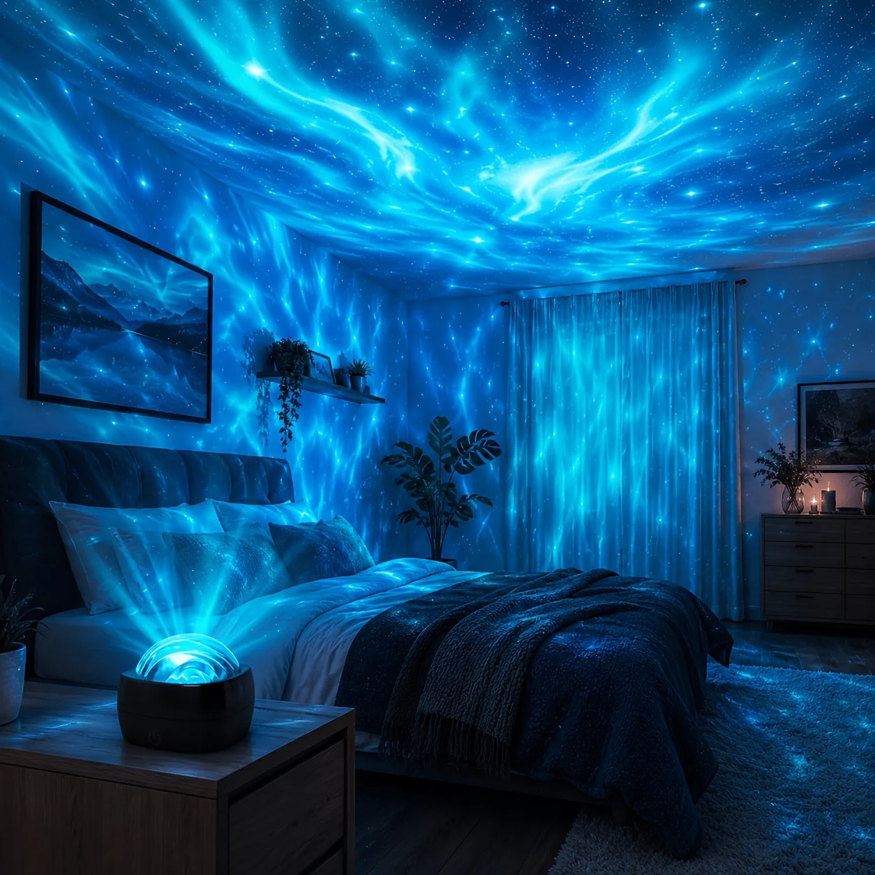 LED Starry Sky Projector Light 7 Colors Night Light Touch Switch USB Powered Auto Rotate Home Bedroom Party Decor Lamp Kids Gift