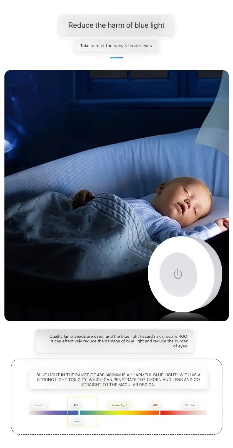 Energy Saving Led Touch Sensor Night Lights USB Rechargeable Magnetic Wall Light Room Aisle Bedroom Round Portable Night Lamp