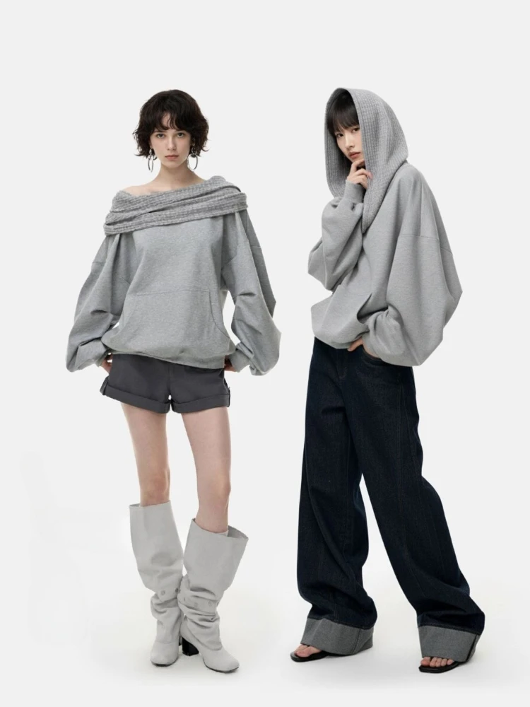 2000s American Vintage Loose Dark Gothic Hooded Sweatshirts Y2k Subculture Pure Color Casual Hoodies Autumn Vintage Harajuku Top