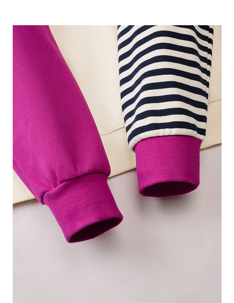 TOYOUTH Women Hoodie 2026 Autumn New Arrival Color Contrast Patchwork Stripe Sleeve Letter Embroidery Loose American Sporty Top