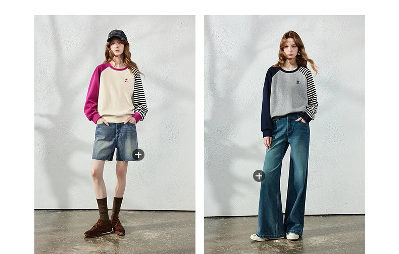 TOYOUTH Women Hoodie 2026 Autumn New Arrival Color Contrast Patchwork Stripe Sleeve Letter Embroidery Loose American Sporty Top