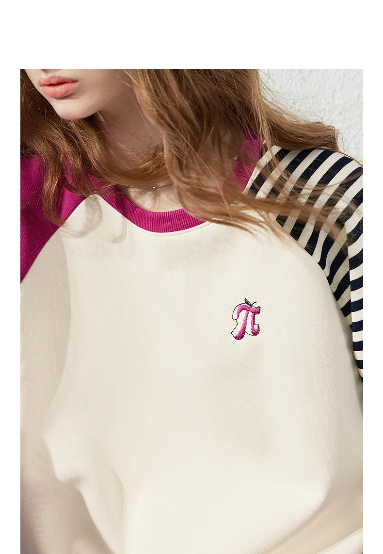 TOYOUTH Women Hoodie 2026 Autumn New Arrival Color Contrast Patchwork Stripe Sleeve Letter Embroidery Loose American Sporty Top
