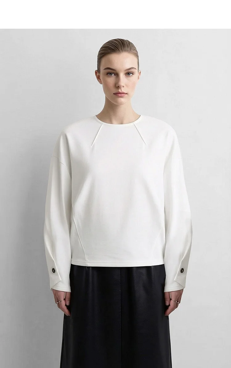 Amii Women Sweatshirts Round Neck Drop Shoulder Long Sleeve Zipper Cotton 2026 Autumn Office Oversized Tops For Woman 12643038