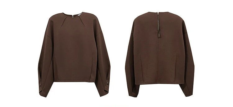 Amii Women Sweatshirts Round Neck Drop Shoulder Long Sleeve Zipper Cotton 2026 Autumn Office Oversized Tops For Woman 12643038