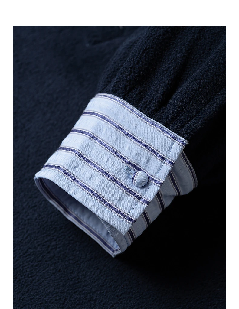 TOYOUTH Women Sweatshirt 2026 Autumn New Polar Fleece Warm Stripe Lapel Faux Two‑Piece Loose Vintage Top