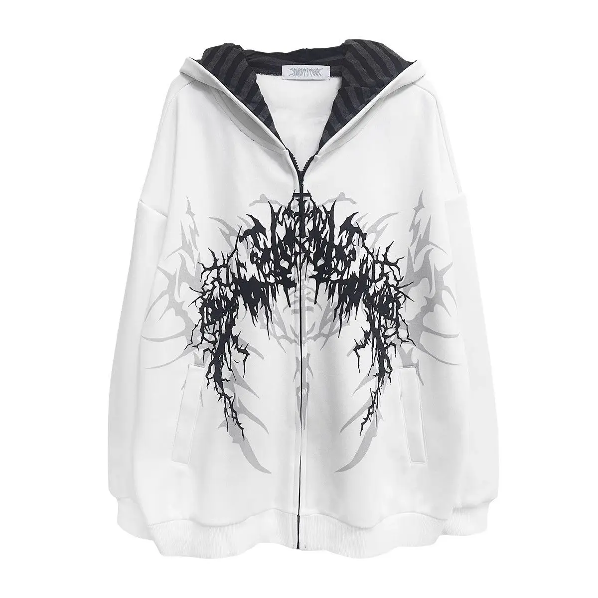 Japanese Hoodies Harajuku Print Zipper Y2k Tops Hooded Loose Sweatshirts Women's Clothing Fashion Casual Punk Hoodie Jackets