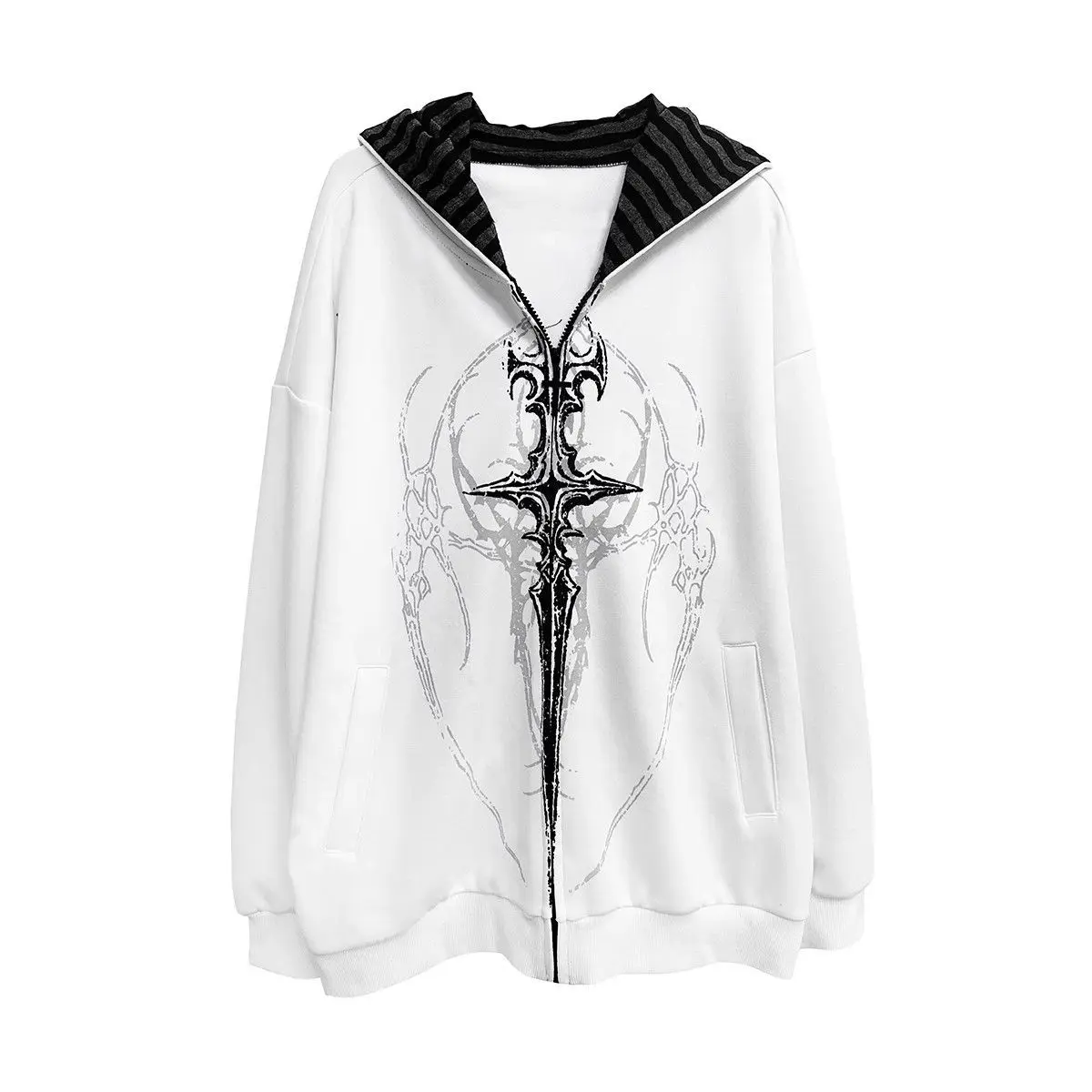 Japanese Hoodies Harajuku Print Zipper Y2k Tops Hooded Loose Sweatshirts Women's Clothing Fashion Casual Punk Hoodie Jackets