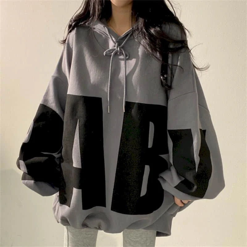 Fashion Letter Printing Hoodies Women 2026 Spring Autumn Thin Street Sports Loose Large Size Casual Hooded Pullover Womens Tops