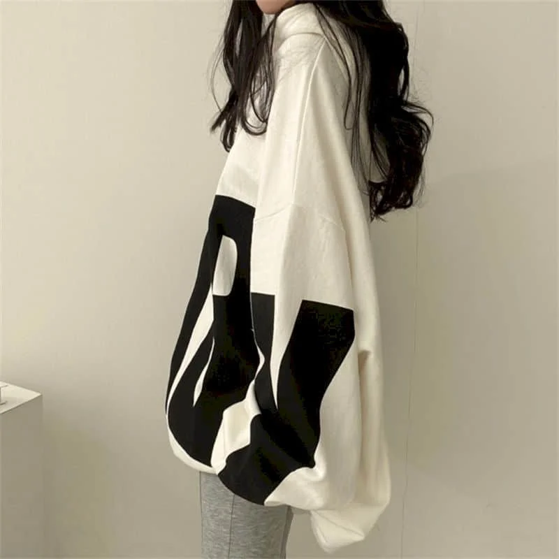 Fashion Letter Printing Hoodies Women 2026 Spring Autumn Thin Street Sports Loose Large Size Casual Hooded Pullover Womens Tops