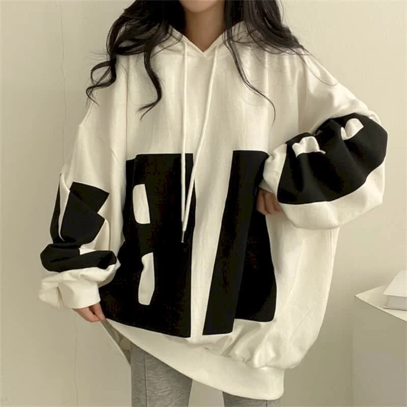 Fashion Letter Printing Hoodies Women 2026 Spring Autumn Thin Street Sports Loose Large Size Casual Hooded Pullover Womens Tops