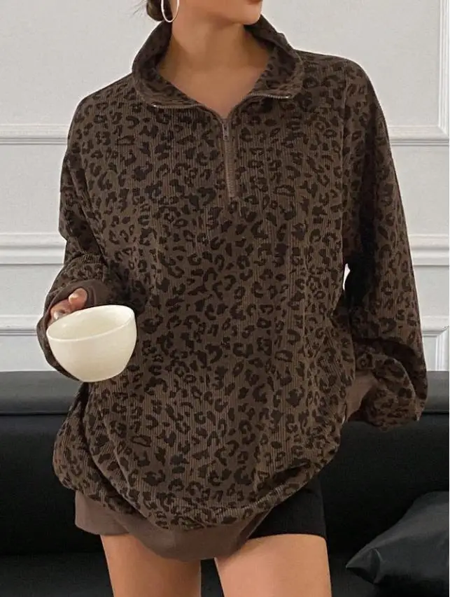 Top Sweatshirt Women's Autumn/Winter Contrast Colour Faux Two-Piece Camouflage Patchwork Hooded Comfortable Minimalist Casual