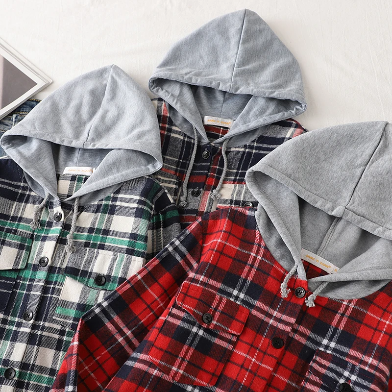 2024 Autumn New Women Long Sleeve Hoodie Style Shirts Casual Women's Red Green Plaid Sweatshirt Tops Lady Checkered Clothes