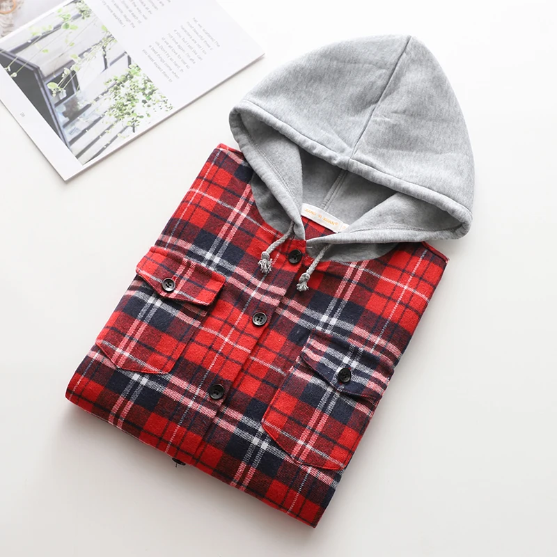 2024 Autumn New Women Long Sleeve Hoodie Style Shirts Casual Women's Red Green Plaid Sweatshirt Tops Lady Checkered Clothes