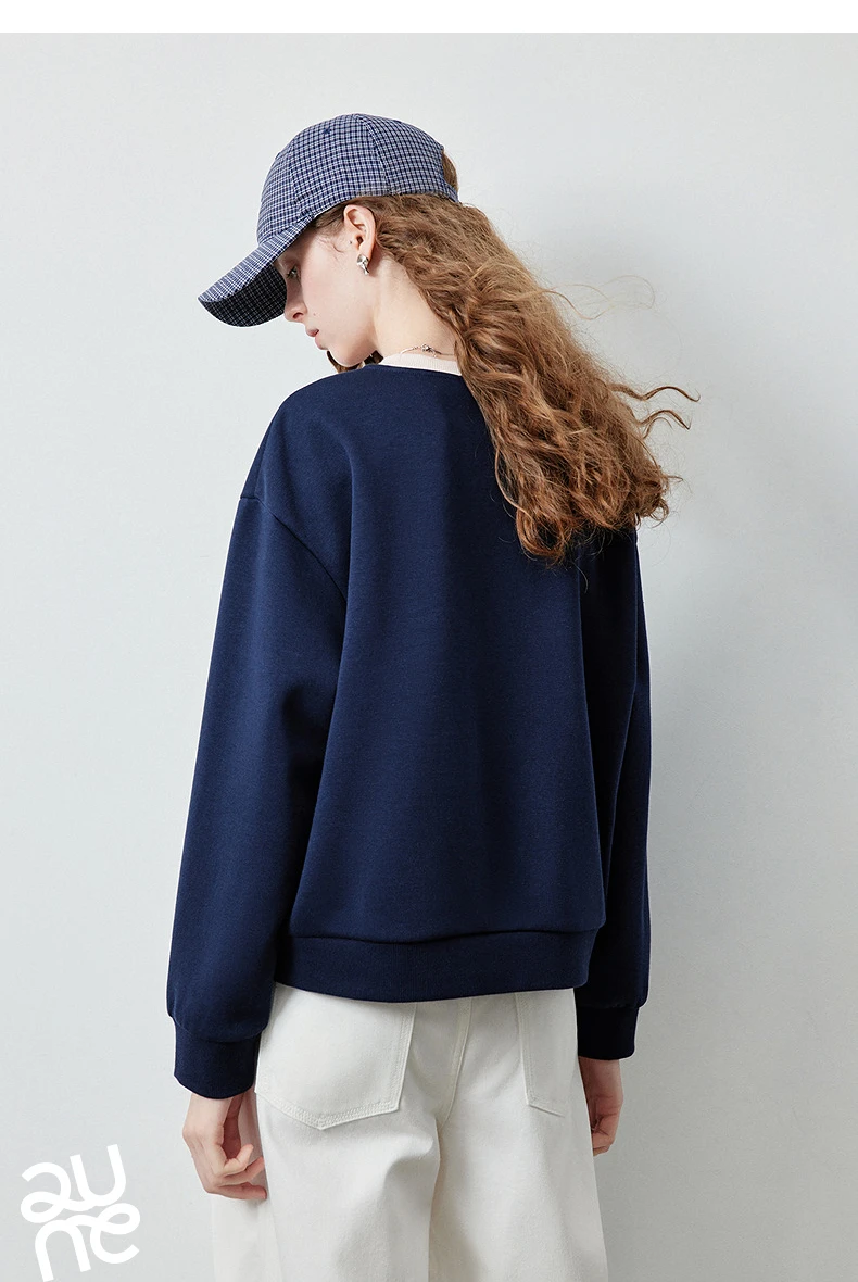 TOYOUTH Women's Fake Two Piece Sweatshirt 2026 Autumn New Arrival Preppy Sporty Striped Splicing Heart Embroidery Top