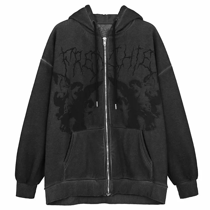 Women Hoodies Harajuku Y2k Hoodie Zip Up Loose Oversized Sweatshirts Fall Casual Solid Color Long Sleeve Hooded Sweatshirt Coats