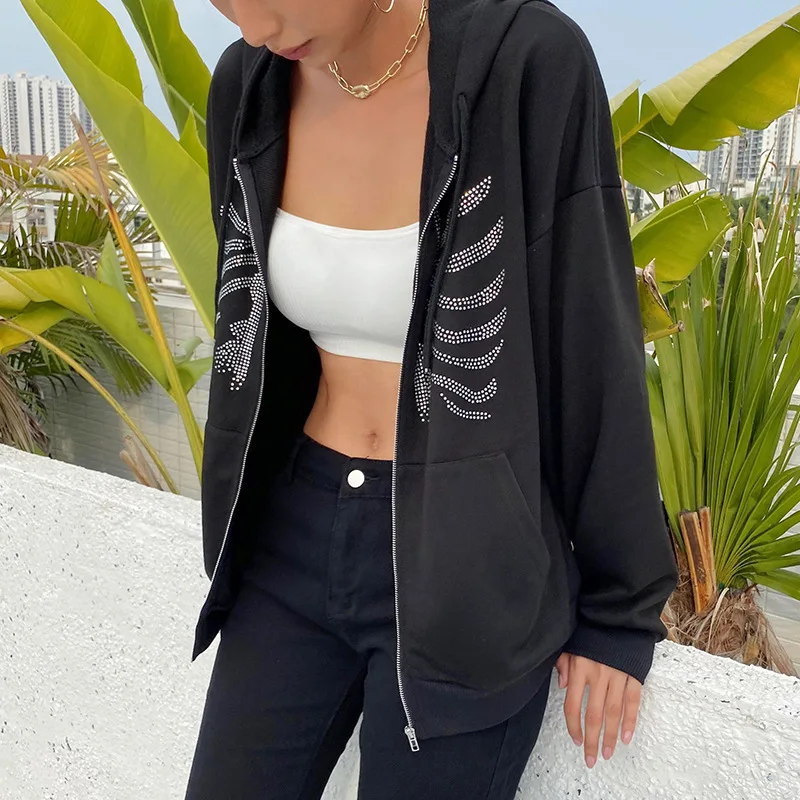 Women Hoodies Harajuku Y2k Hoodie Zip Up Loose Oversized Sweatshirts Fall Casual Solid Color Long Sleeve Hooded Sweatshirt Coats