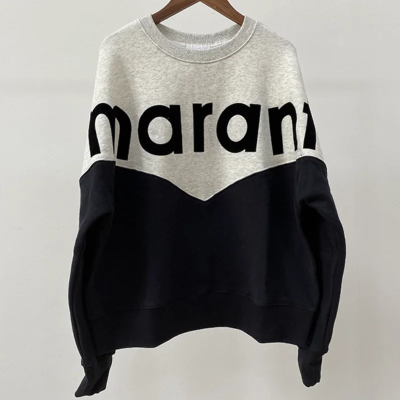 2026 autumn retro style O-Neck sweater plush printed top for women fashionable and versatile pure cotton classic hoodie