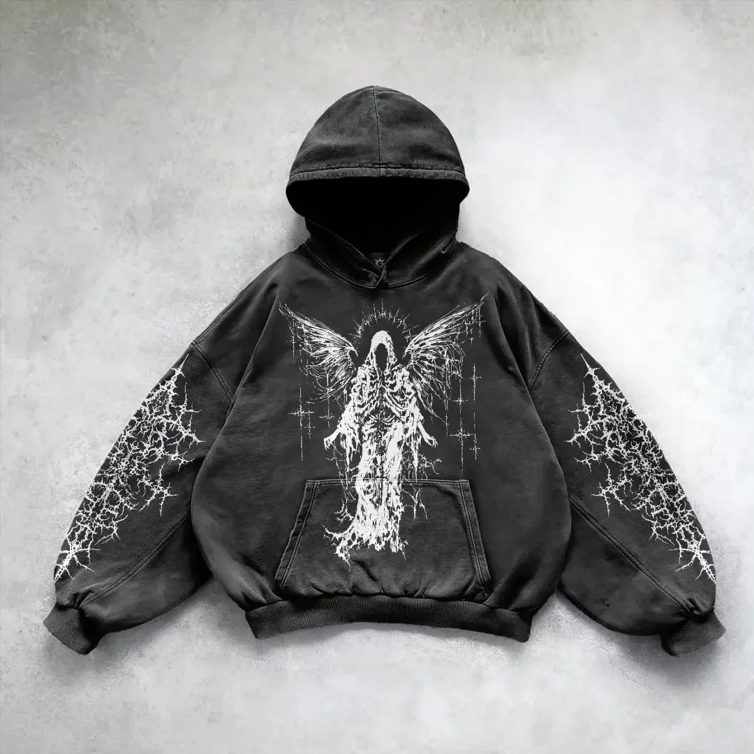 Purple inferno dragon hoodies women oversized new tops vintage goth sweatshirt goth streetwear women gothic y2k clothes