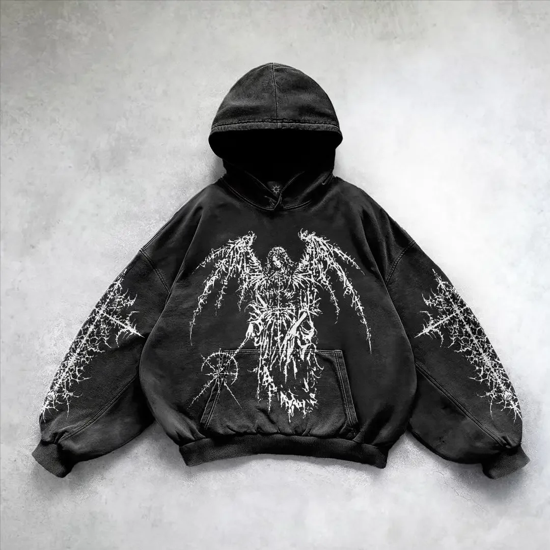 Purple inferno dragon hoodies women oversized new tops vintage goth sweatshirt goth streetwear women gothic y2k clothes